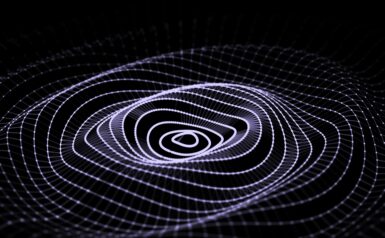 Abstract digital wave pattern symbolizing data flow and smart technology.